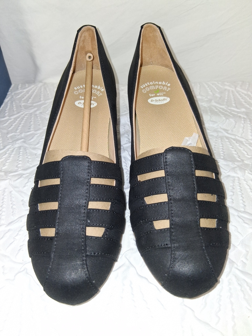 Dr. Scholl's New Size 6.5 Black Strappy Cutout Slip-On Flats